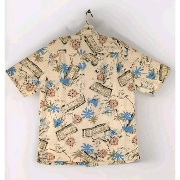 Havana Jacks Cafe Silk Hawaiian Short Sleeve Men Medium Button Up Shirt St Barts - Picture 2 of 8